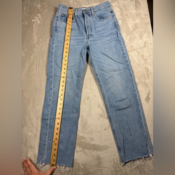 Frank & Eileen Monaghan Button Fly High Rise Raw Hem Straight Leg Mom Jeans 27 - Picture 8 of 16